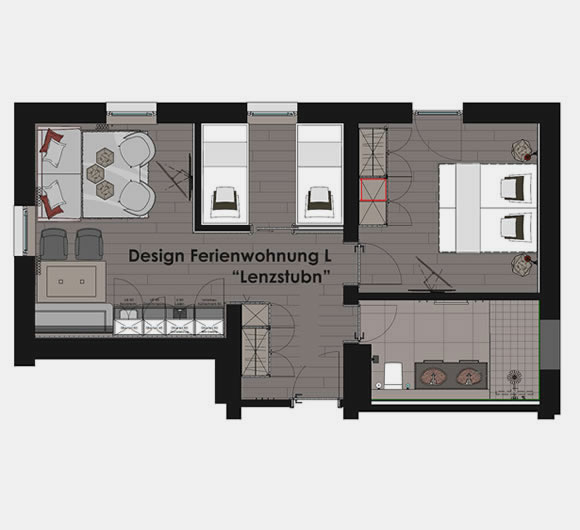 Grundriss Designferienwohnung L - Lenzstubn